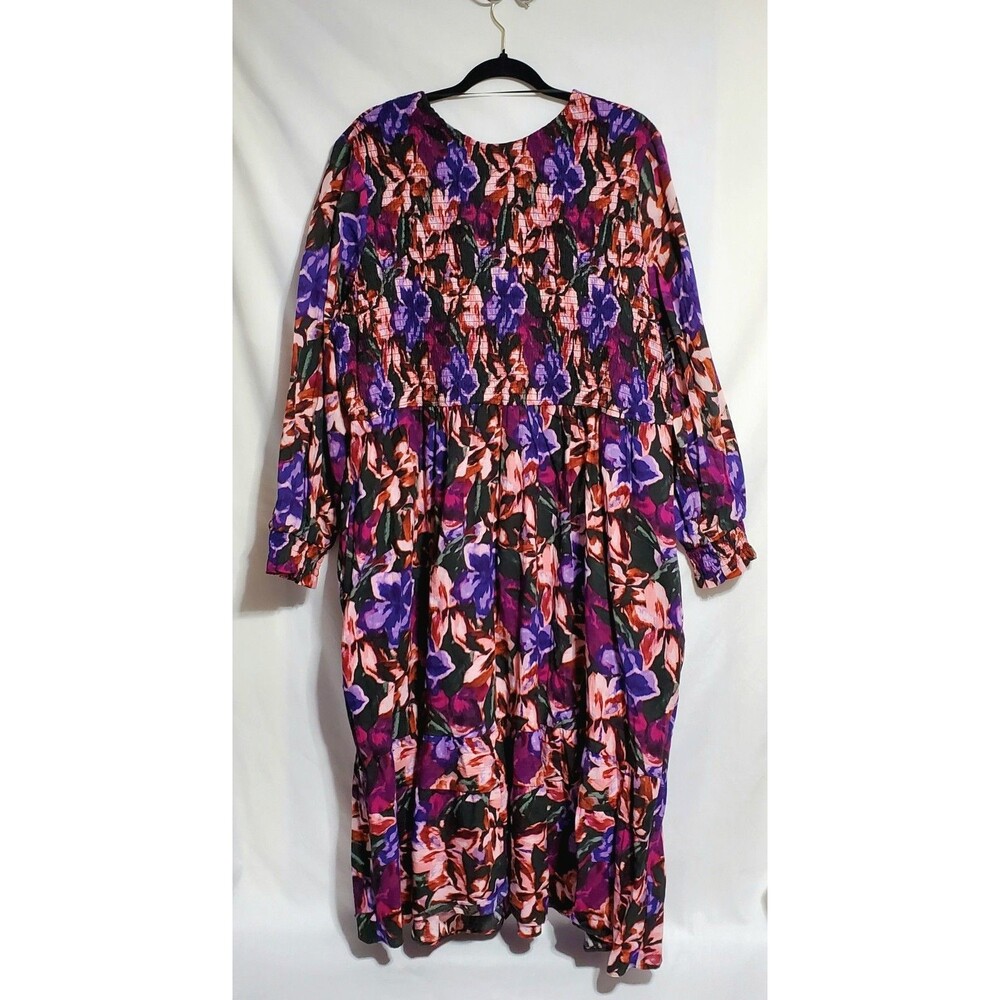Terra & Sky Tiered Maxi Dress Long Sleeve 2 Side Pockets 4x NWT